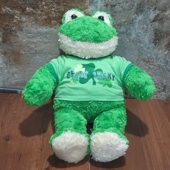 Build A Bear Workshop Green Frog Plush Beary Lucky Outfit Stuffed Animal - Picture 6 of 12